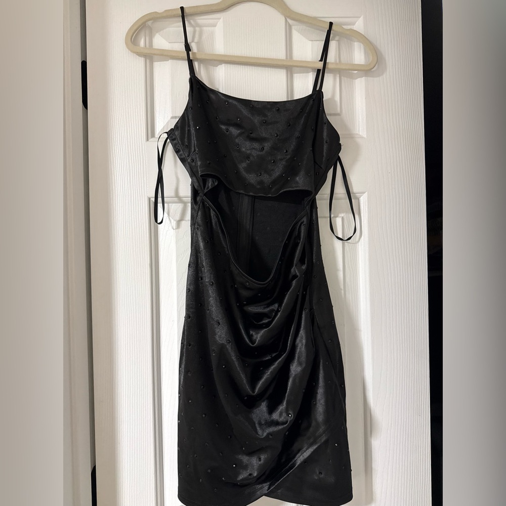 Windsor Black Dress with Rhinestone Detail